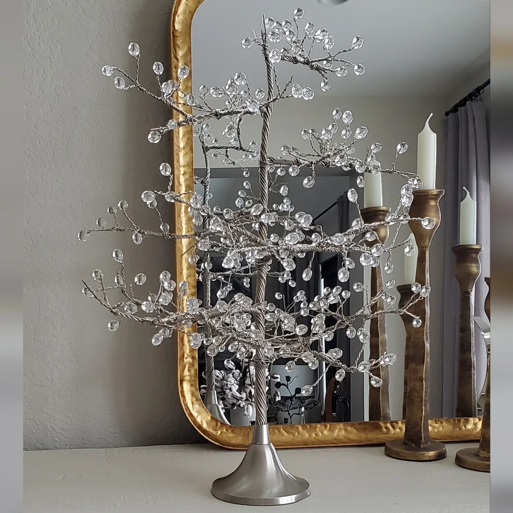 Crate&Barrel Silver Crystal Tree Accent